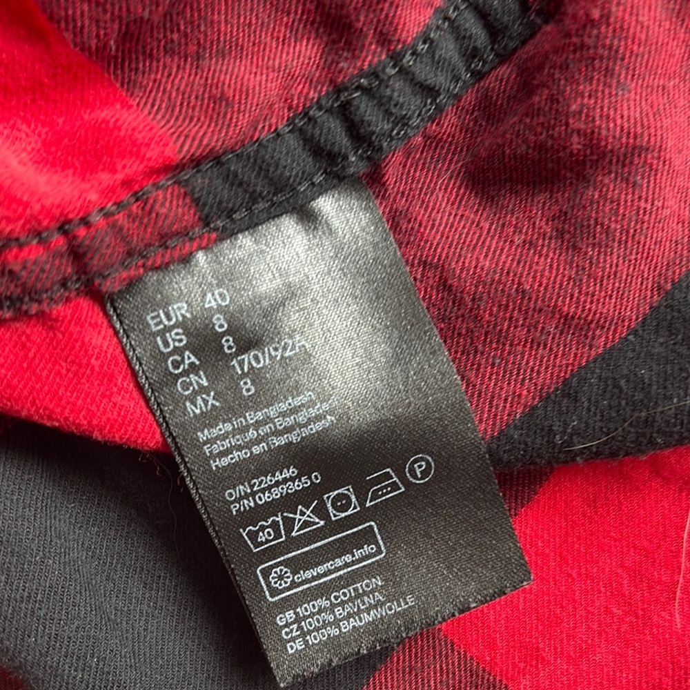 Divided Flannel Cotton Red and Black Long Sleeve Plaid Shirt Size 8 - Picture 6 of 7